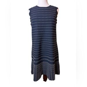 Ted Baker London Dress Size T 4 US 10 Flippy Metallic Jacquard Navy Golden NWT